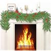 Betylifoy Ghirlanda natalizia artificiale 2PCS Ghirlanda artificiale di pino di Norfolk con bacche bianche e pigne 195CM Foglie verdi realistiche al tatto Corona (2)