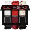 DE'LANCI Palette di Ombretti DE'LANCI Nero Rosso,Palette Occhi Sfumati Rosso Bianco Grigio Scuro Stile Goth,6 Colori Opaco Scintillante Borgogna Metallizzato-Palette Trucco Halloween per Zombie,Vampiri e Clown