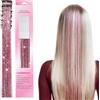 Aradoea Kit di 6 extension per capelli rosa, con clip, resistenti al calore, glitterate, colorate, per donne e ragazze, decorazione per capelli, cosplay, feste