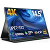 UPERFECT Monitor Portatile 14.5 4K 3840×2400 UHD, 125% sRGB 600Nits 2000:1 Contrasto 16:10 Opaco, Ultra-Sottile con Struttura in Metallo, Monitor da Viaggio per Laptop, PC, Phone e Console di Gioco