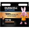 Duracell 12X Duracell AAA Optimum (1 Blister Da 12 Batterie) 12 Pile (MX2400/MINI STILO/MICRO)