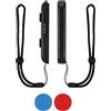 TOYMIS 2 Confezioni Cinturino Controller, con Joystick Cap Controller da Polso Cinturino Elastico Regolabile Cinturino da Polso per Controller Joycon Switch (Rosso, Blu)
