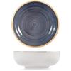 H&H Set 12 Piatti Fondi Nordic Ocean in Stoneware - Ø 17 cm - Design Ispirato al Mare - Colore Blu - Lavabili in Lavastoviglie e Utilizzabili in Microonde