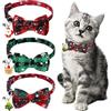 VerLuky 3 collari natalizi per gatti e cani, collari natalizi con fiocchi di neve e papillon, collaris natalizi con campanellino e chiusura di sicurezza rapida, costumi per gatti e cagnolini