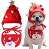 KASESSS Cappello Natale Gatto, Cappello di Natale Gatto, Cappelli Albero di natale Gatti, cappello Natalizio con Stelle e Pompon Colorati, Cappellini Natalizi con Bavaglini per Animali Domestici,Rosso