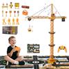 LTFIOON Gru a Torre Telecomandata 128 cm RC, 6 Canali 2,4 GHz 680° Rotazione, Gru da Cantiere Elettrica con Luci e Suono, Giocattolo da Costruzione per Bambini 3+ Anni