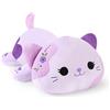 Shownicer - Peluche kawaii a forma di gatto, cuscino di peluche, giocattolo in tessuto, regalo di peluche per adulti e bambini di età superiore a 3 anni (viola, 23 cm)