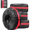 PWGHWG Set di 4 Borse per Pneumatici Auto, 13-18 Pollici Copriruota di Scorta Impermeabili Antipolvere Copertura della Ruota di Scorta con Maniglia per Camper SUV Auto (Diametro 66 cm)