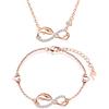 INFINIONLY Parure di gioielli, Collana Bracciale da donna ragazza, Collana Bracciale in argento 925, bracciale collana ciondolo simbolo dell'infinito e delfino carino, zircone intarsiato, oro rosa