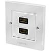 LogiLink AH0018 - Presa HDMI da parete con 2 x HDMI ad alta velocità con connettore Ethernet (presa esterna/presa interna) in bianco