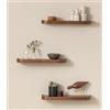 KAZAI.® Mensole da Muro Set 'Toke' | 3 Mensola da Parete in Impiallacciato di Legno Vero | Scaffale in Legno Design per Decorazione e Organizzazione Bagno, Soggiorno, Cucina, Camera | Noce