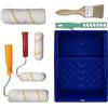LUMITERRA Rullo per Pittura Set di 9, 7 Pollici Vassoio per Pittura, 2 Rulli per Pittura da(16.5cm) e 2 Rulli per Pittura da(10.5 cm), 2 Manico, Bastoncino Mescolare Vernice per Parete, Familiare