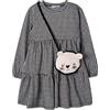 Mayoral Vestito Vichy Borsa per Bambina Nero 7 Anni (122cm) | Abito Invernale, Manica Lunga, con Borsetta Decorativa, 4968