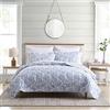 Stone Cottage - Set di biancheria da letto matrimoniale, in cotone, reversibile, per tutte le stagioni, decorazione per la casa (campo di paisley blu, regina)
