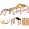 AIYAPLAY Triangolo da arrampicata per bambini con rampa reversibile, scivolo, dondolo e struttura da arrampicata, Legno naturale | Aosom Italy