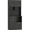 HOMCOM Mobile cucina, credenza con cassetto, ante con chiusura ammortizzata, 80 x 35 x 180 cm, Nero | Aosom Italy