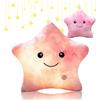 Shengou Cuscino con Led, Cuscini a Forma di Stella, Cuscino Peluche Luce Notturna, Cuscini Decorativi a Forma di Stella, per Compleanno e Natale (Sakura in polvere)