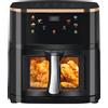 Oyajia Forno tostapane con friggitrice ad aria con display digitale da 9 litri combinato con 6 preimpostazioni di cottura Fornello senza olio, finestra visibile, cestello lavabile in lavastoviglie