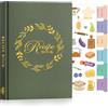 Lanpn A5 Libro di Ricette, Quaderno per Ricette da Scrivere Il Mio Ricettario in Pelle, Recipe Cook Journal Book to Write in Your own Recipes, Libri di Cucina Cooker Girl Libro, Verde, Inglese