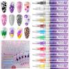 EBANKU 12PCS Penne Per Nail Art Punta, 3D Nail Art Pen | 0.5mm Smalto in Penna per Fai Da te Graffiti Pen Manicure Strumenti Bellezza Adorna Regalo Per Halloween Natale
