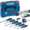 Bosch Professional Set di utensili manuali da 13 pezzi (incl. 6 cacciaviti, 1 metro a nastro da 5 m, 1 livella da 25 cm, 1 coltello, 10 lame di ricambio, 2 inserti per L-BOXX, L-BOXX)