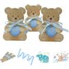 Ingrosso e Risparmio Bomboniere Battesimo Bimbo Set 20 Scatoline Orsetto Cartoncino Cuore Celeste Bigliettini Personalizzabili Bustine Confetti Celeste Cioccolato Portaconfetti Battesimo Maschietto