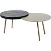 Arti&Mestieri Tavolino da soggiorno moderno Packtop piccolo Sabbia,base oro laccato,finitura Wengè