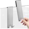 Linkidea Set di 2 ganci per porta doccia in acciaio inox da 17,8 cm con cuscinetto in spugna antiscivolo per porte in vetro senza telaio (argento)