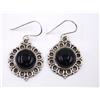 10 GM 925 Argento Sterling Naturale Onice Nera Gemma Fatto Orecchino Size 3.3cm