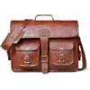 Fatto a mano Borsa per laptop messenger in pelle lucida ad olio da uomo a tracolla 19" fat...
