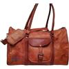 Fatto a mano Borsa tote uomo 20" nuova vera pelle di capra borsone vintage marrone