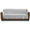 Surefit Heirloom - Copridivano trapuntato in cotone con bordo smerlato, adatto agli animali domestici, lavabile in lavatrice, colore grigio