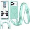 FERLAN Magnetica Cover con Cordino per Apple iPhone 17 Pro Max,Case con Laccio per Il Collo Custodia con Cordino,Cover in Silicone, Regolabile Cordino da Collo Nylon Catena Collana Tracolla, Menta verde