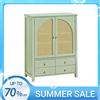 SoBuy FSB72-GR Armadio per scarpe, credenza da cucina con ante a reticolo, mobile buffet, cassettiera verde