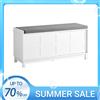 SoBuy Panca portaoggetti SoBuy FSR86-W con cuscino imbottito, mobiletto basso, ingresso, cassettiera per scarpe, con 2 ante scorrevoli
