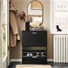 SoBuy FSR137-SCH Scarpiera ribaltabile scarpiera con scarpiera a 2 alette cassettiera stretta nera BHT ca. 60x80x25 cm