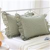 Mywinlle Federe per cuscini king size con volant a quadri verdi 50,8 x 91,2 cm, confezione da 2 federe in cotone lavato