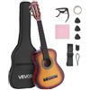 VEVOR Chitarra Classica, 780 mm, in Legno per Principianti, con Corde in Nylon, Custodia Morbida, Tracolla, Accordatore, Corde Extra, Plettri, Capotasto, Tiglio, per Adolescenti, Adulti, Sunburst