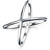 Bling Jewelry Anello Delicato Sottile Aperto Moderno Semplice Geometrico Atomico X Incrociato per Adolescenti per Donne in Argento Sterling .925