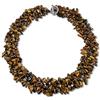 Bling Jewelry Brown Tiger Eye Gemstone Chunky Chips Cluster Bib Multi Strand Statement Necklaces Per Le Donne Placcato Argento