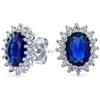 Bling Jewelry Orecchini a lobo ovali blu reale da 5CT per donne con zaffiro simulato CZ corona alone in argento sterling .925
