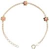 MILOR Bracciale con ciondoli a fiori in Oro 9Kt - Braccialetto ipoallergenico con chiusura a moschettone - Gioielli donna made in Italy - Regalo per compleanni, anniversari, festa della mamma