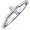 Bling Jewelry Anello Impilabile Della Croce Laterale Religiosa Per Adolescenti D'Argento 925.