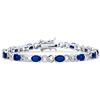 Bling Jewelry Bracciale Tennis per Donna con Zirconia Cubica Simulata Zaffiro Blu Scuro 9CT AAA Ovale CZ Simbolo Infinito Milgrain Placcato Argento