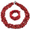 Bling Jewelry Ampio Cluster Di Corallo Rosso Tinto Chips Bib Statement Collar Necklace Stretch Bracelet Jewelry Set Per Le Donne