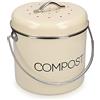 Navaris Compostiera Riciclaggio Rifiuti Organici 5L - Secchio Contenitore Umido e Scarti Alimentari - Coperchio con Manico Filtro Carbone Blocca-Odori