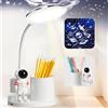 SONVIEE Lampada da scrivania per bambini con portapenne, graziosa lampada da scrivania a LED, lampada da tavolo per bambini, lampada da studio con proiettore, lampada da comodino, lampada da lettura