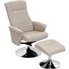 HOMCOM Poltrona relax reclinabile 135° girevole 360° con poggiapiedi rivestimento in tessuto beige | Aosom Italy