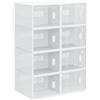 HOMCOM Scarpiera Modulare in PP con 8 Cubi Contenitori e Porta Magnetica, 25x35x19 cm, Bianco e Trasparente | Aosom Italy