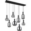 Trio Leuchten Pendelleuchte Diva 319800832, Metall Schwarz matt, Glas Chrom bedampft, exkl. 8x E27
